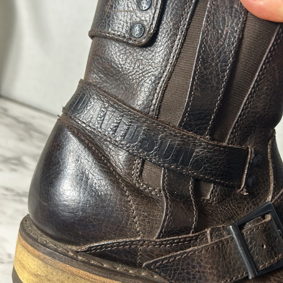 Men’s Harley-Davidson brown leather ankle zip on boots VIBRAM soles SZ 10.5 - Picture 8 of 10